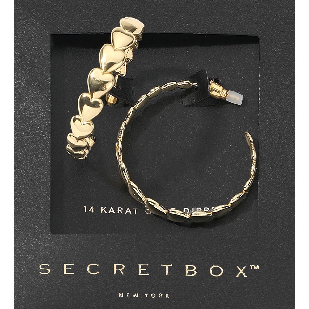 14K Gold Dipped Heart Hoop Earrings